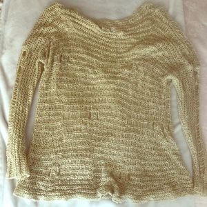 LF millau distressed white knit sweater